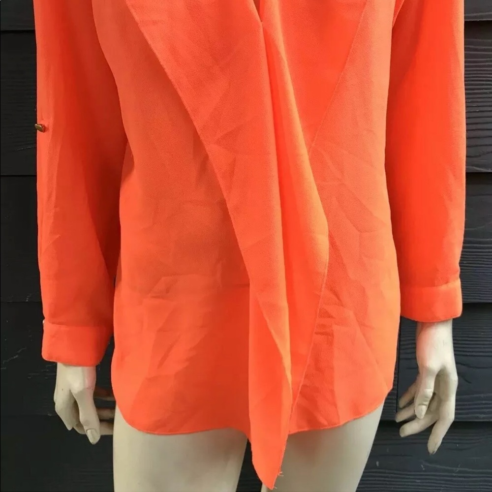 Alberto Makali Women Top Sz L Orange Roll on Slv - Picture 3 of 8